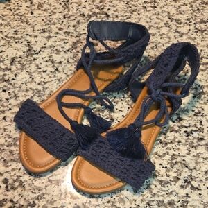 Navy Tie Front Sandals